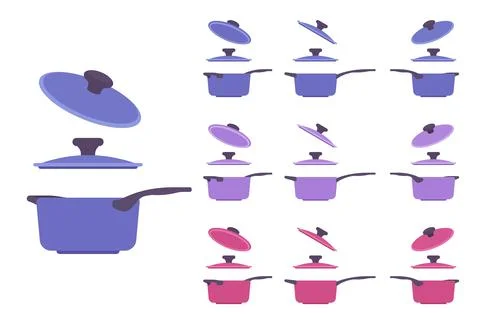 Saucepan set, kitchen appliance Stock Illustration