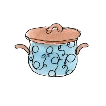 Saucepan. Single line. Stock Illustration