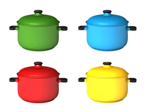 Saucepans isolated on white background Stock Illustration