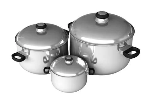 Saucepans isolated on white background Stock Illustration