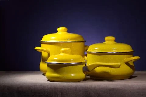 Saucepans Set Stock Photos