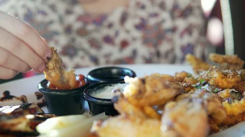 Sauces to a dish in a cafe. Stock Footage 90313289