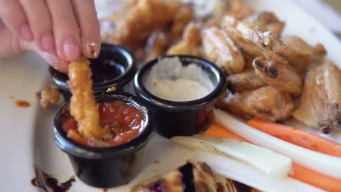 Sauces to a dish in a cafe. Stock Footage 90313448