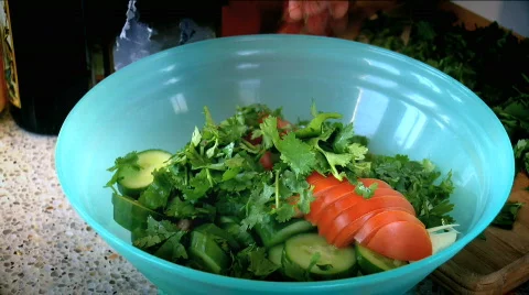 Saucing a Salad Stock Footage 734789