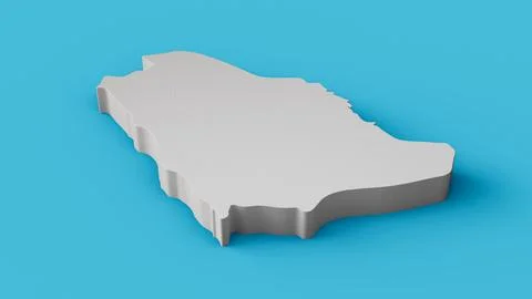Saudi Arab 3D map Geography Cartography and topology Sea Blue surface 3D il.. Stockillustratie
