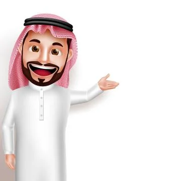 Saudi arab man vector character wearing thobe Stock Illustration