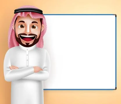 Saudi arab man vector character wearing thobe Stock Illustration