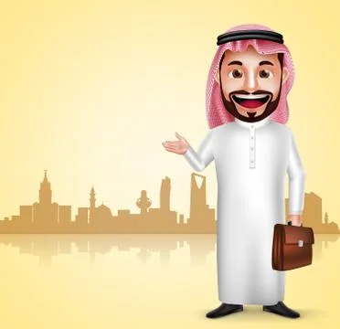 Saudi arab man vector character wearing thobe Stock Illustration