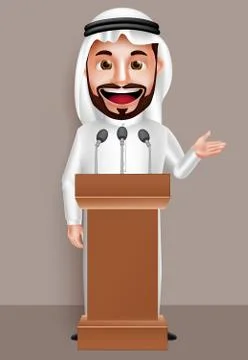 Saudi arab man vector character wearing thobe with a happy smile 库存插图