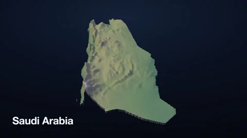 Saudi Arabia 3D elevation relief map Stock-Footage 340607807