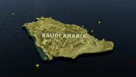 Saudi Arabia 3D Map With Animation Video stock 309586112