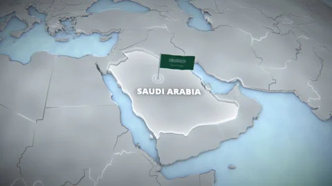 Saudi Arabia 3D Map Animation With Flag And Pulsating Highlight Stock Footage 336567734