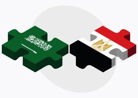 Saudi Arabia and Egypt Flags Stock Illustration