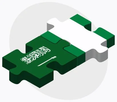 Saudi Arabia and Nigeria Flags Stock Illustration