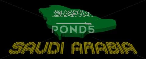 Saudi Arabia barrel text with map flag illustration Stock Illustration