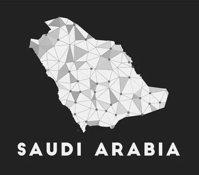 Saudi Arabia - communication network map of country. Saudi Arabia trendy ge.. Stock Illustration