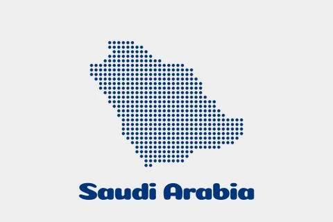 Saudi Arabia dot map. Concept for networking, technology and connections Illustrazione stock