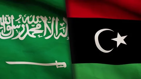 Saudi Arabia flag and Libya Stock Footage 314725987
