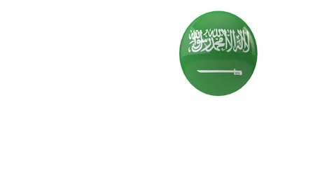 Saudi Arabia flag bouncing ball on a white background. 3D Render Stock Footage 117911874