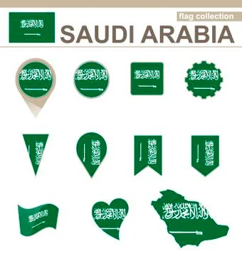 Saudi Arabia Flag Collection Stock Illustration