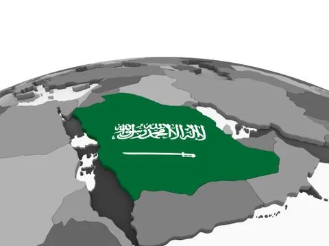 Saudi Arabia with flag on globe Illustrazione stock