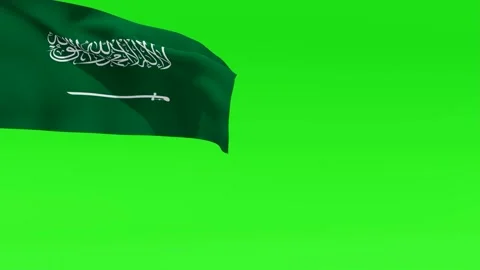 Saudi Arabia Flag Green Screen Stock Footage 320076951