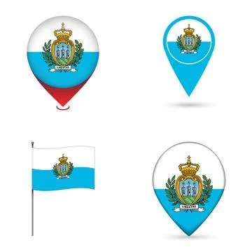 Saudi Arabia Flag Map Pin Icons Set Collection. Stock Illustration
