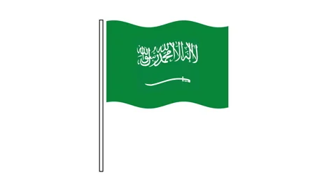 Saudi Arabia flag seamless loop animation. Waving flag on white background. Stock Footage 201327600