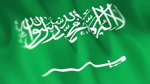 Saudi Arabia Flag Seamless Loop 4k 60fps on Sky Background Stock Footage 340352272