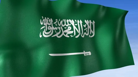 Saudi Arabia Flag - Set of 3 Angles with Masks [3WaveSeries] Stock Footage 102553913
