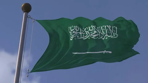 Saudi Arabia FLAG SLOW MOTION Stock Footage 343629945