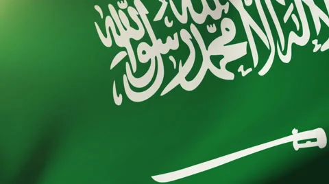 Saudi Arabia flag waving in the wind. Looping sun rises style.  Animation loop Stock Footage 48592202