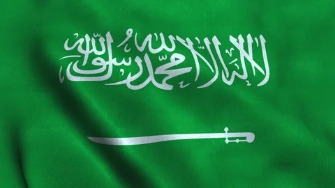 Saudi Arabia flag waving in the wind. National flag Kingdom of Saudi Arabia Stock Footage 124432015
