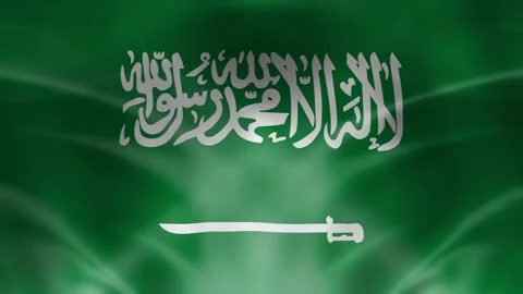 Saudi Arabia flag waving in wind animation isolated on black background Stock Footage 322183199