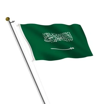 Saudi Arabia flagpole with clipping path Stock Illustration