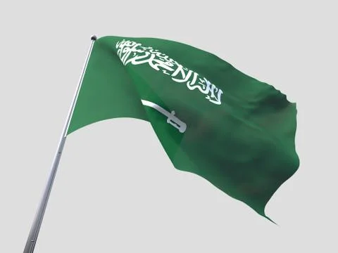 Saudi Arabia flying flag isolate on white background Stock Illustration