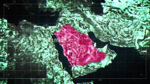 Saudi arabia  Glitch Satelite Map Stock Footage 343629645
