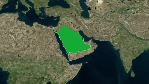Saudi Arabia Highlighted Zoom Map Geopolitical Animation 4K 库存影片 330383429