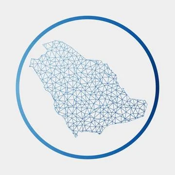 Saudi Arabia icon. Network map of the country. Round Saudi Arabia sign with.. Stock Illustration