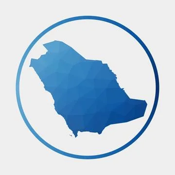 Saudi Arabia icon. Polygonal map of the country in gradient ring. Round low.. Stock Illustration