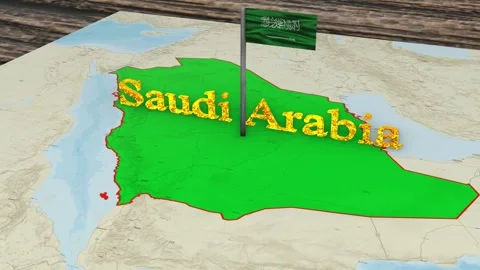 Saudi Arabia Map and Saudi Arabia Flag Stock Footage 271490541