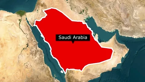 Saudi Arabia Map Animation with Location Pin, Borders and Zoom Motion in 4K Stock Footage 339836163