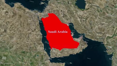 Saudi Arabia Map Animation with Location Highlight Stock Footage 343833114