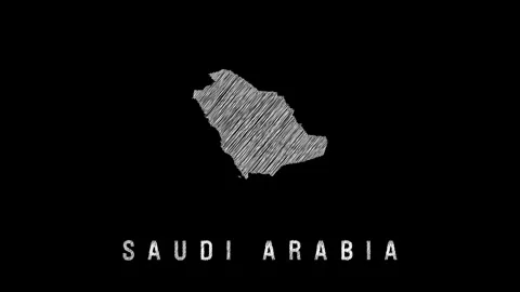 Saudi arabia map appearing with pencil scribble effect Stock Footage 313498737