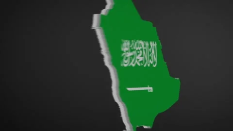 Saudi Arabia Map Border with Flag Intro Stock Footage 202709046