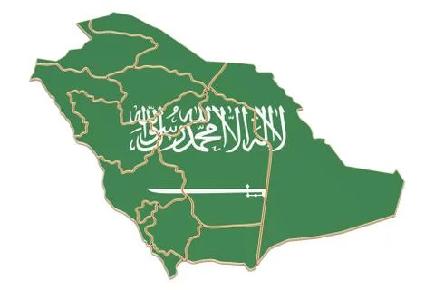 Saudi Arabia map closeup, 3D rendering Stock Illustration