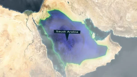 Saudi Arabia Map - Clouds Effect Stock Footage 266878919