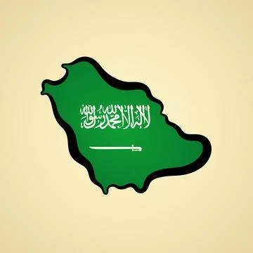 Saudi Arabia - Map colored with flag Stock Illustration