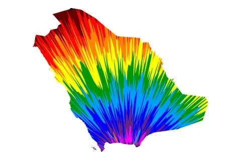 Saudi Arabia - map is designed rainbow abstract colorful pattern, Kingdom of Stock Illustration