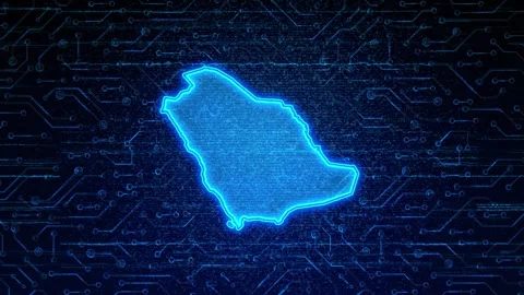 Saudi Arabia Map Digital Technology Opener 스톡 동영상 335082063